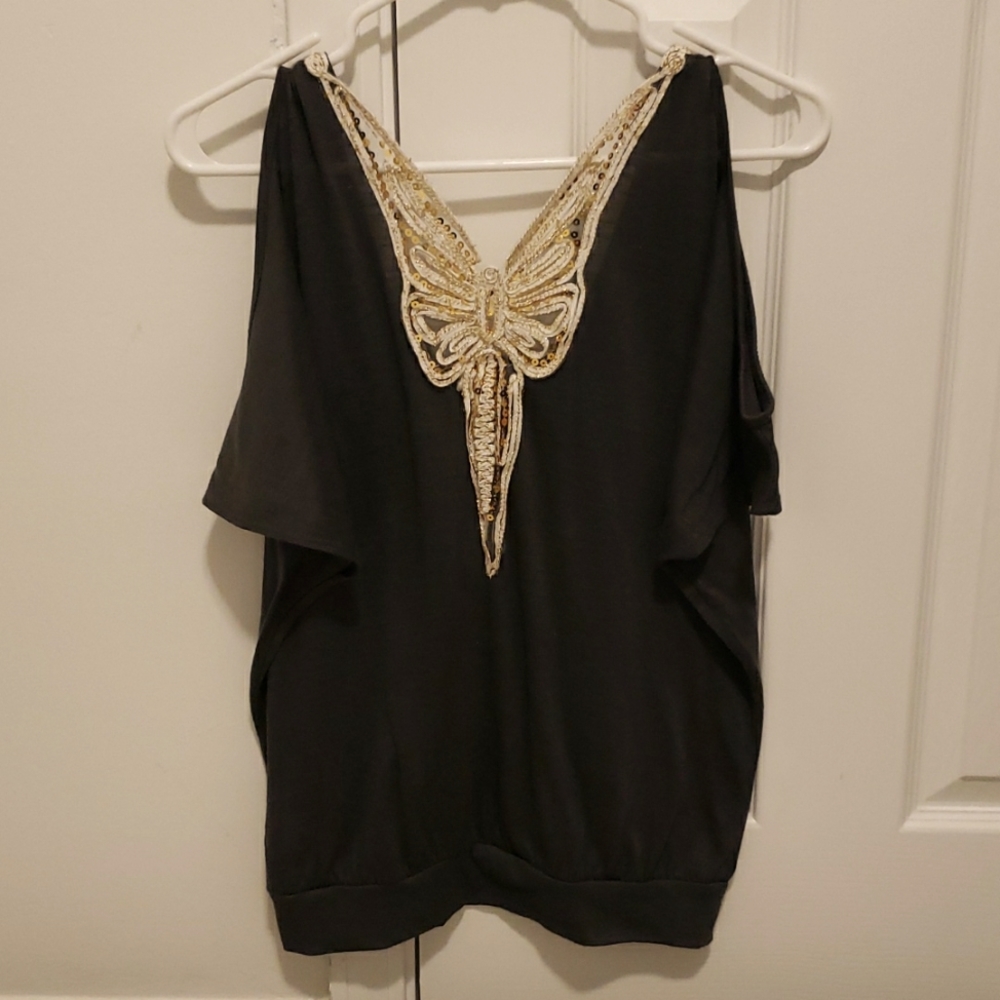 Cold Shoulder Sequin Top